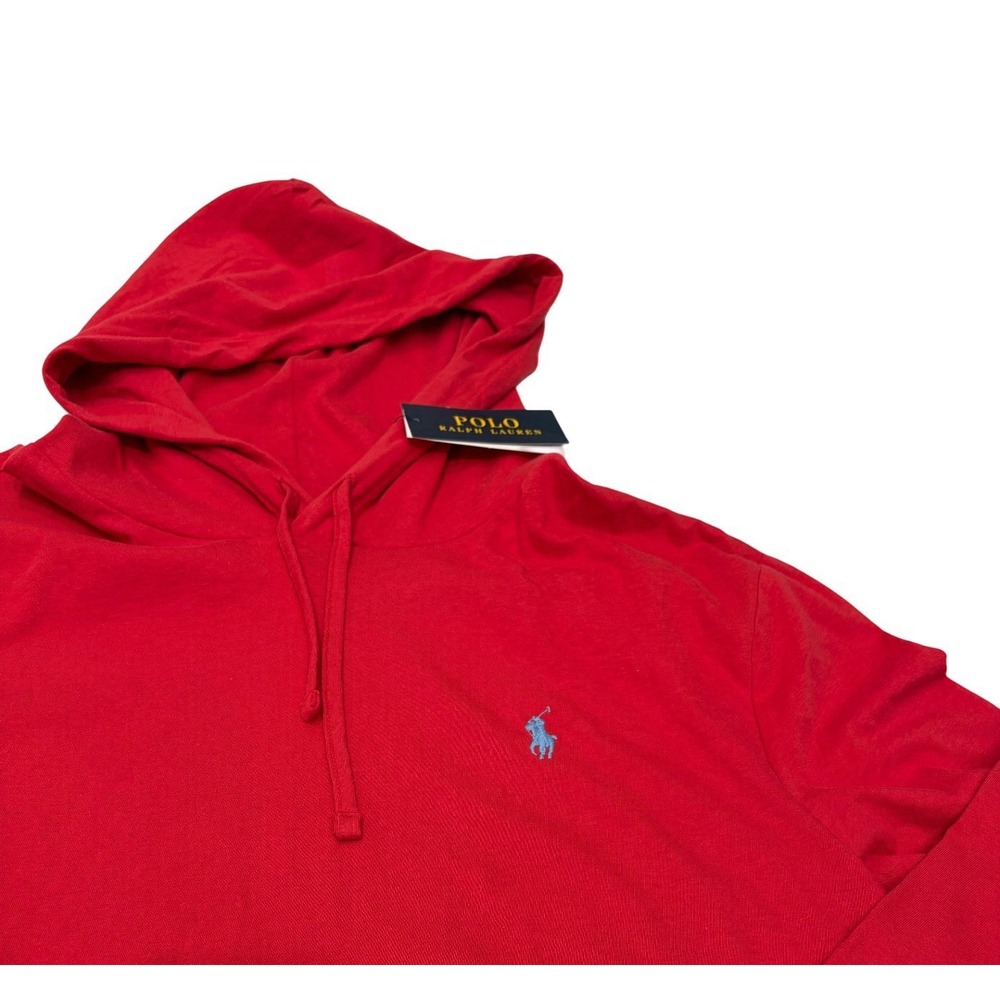 Polo Ralph Lauren Men's Hooded Long Sleeve Shirt Drawstring Cotton Red L NWT
